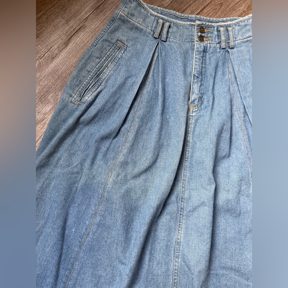 VTG Liz Claiborne Denim A-Line Skirt With Buttons Maxi Skirt Comfy Size S 2 4 - Picture 3 of 11